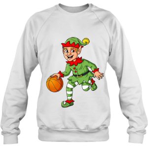 Christmas Elf Dribbling A Basketball Funny Sweatshirt Boys Kids Xmas