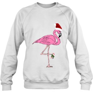 Christmas Flamingo With Santa Hat Classic Sweatshirt