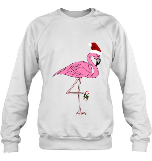 Christmas Flamingo With Santa Hat Classic Sweatshirt