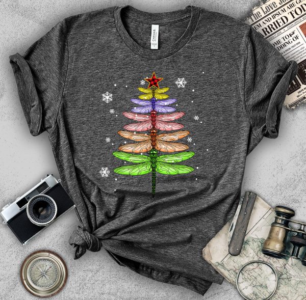 Christmas Insect Lover Xmas Dragonfly Tree T-Shirt