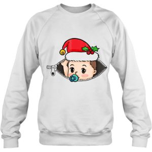 Christmas Pregnancy Announcement Sweatshirt Peeking Santa Baby