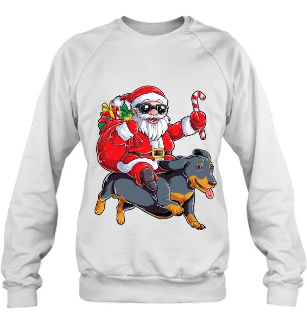 Christmas Santa Claus Riding Dachshund Xmas Boys Kids Dog Sweatshirt