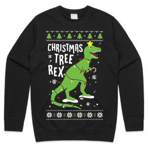 Christmas Tree Rex Jumper Sweater Sweatshirt Dinosaur Festive Xmas Ugly Cute Funny