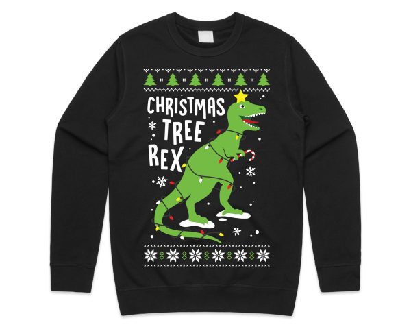 Christmas Tree Rex Jumper Sweater Sweatshirt Dinosaur Festive Xmas Ugly Cute Funny