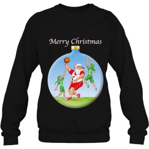 Christmas Ts Santa Claus And Elves Playing Basketball Sweatshirt