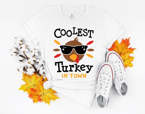 Coolest Turkey In Town Cute Happy Thanksgiving T-Shirt