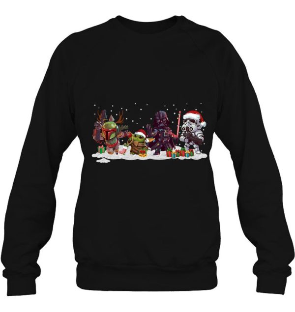 Cute Boba Fett Baby Yoda Darth Vader Stormtrooper Star Wars Christmas Sweatshirt