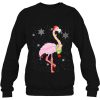 Cute Pink Flamingo With Snow Lights And Santa Hat Christmas Shirt For Babies