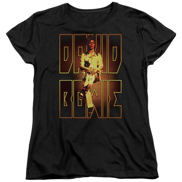 David Bowie Perched Womens T Shirt Black_1303