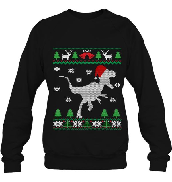 Dinosaur Santa Claus Raptor Velociraptor Ugly Christmas Sweatshirt