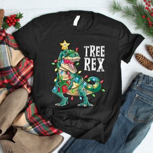 Dinosaur T Rex Christmas Tree Shirt Gift For Kids