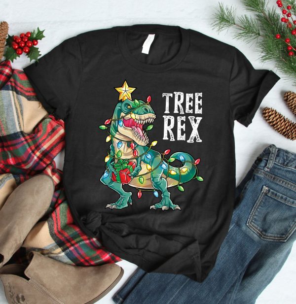 Dinosaur T Rex Christmas Tree Shirt Gift For Kids