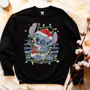 Disney Lilo And Stitch Christmas Lights Portrait Unisex Sweatshirt