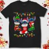 Disney Stitch On Socks Christmas Lights Gift Funny Xmas Holiday Shirt
