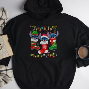 Disney Stitch On Socks Christmas Lights Gift Funny Xmas Holiday Shirt