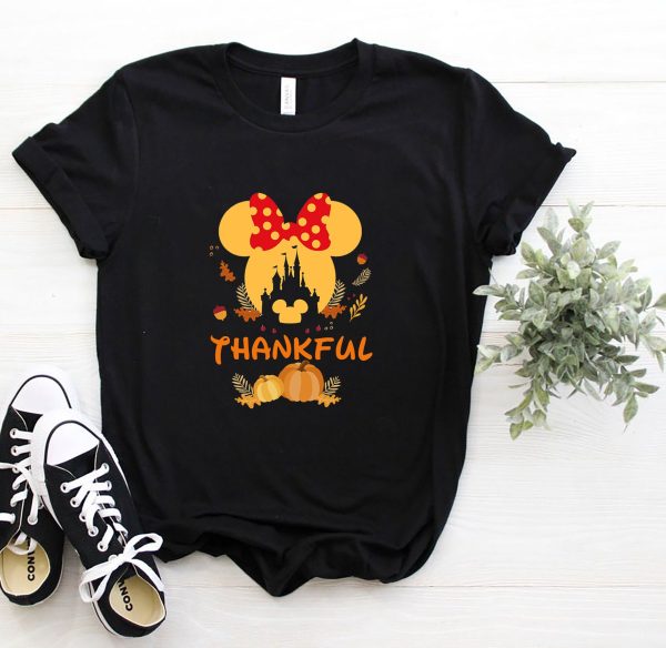 Disney Thanksgiving Minnie Head With Black Castle Pumpkin Shirt