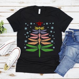 Dragonfly Christmas Tree Funny Lovers T-Shirt For Men Women Girls Kids