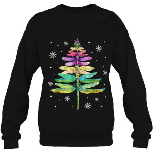 Dragonfly Christmas Tree Print Xmas Watercolor Retro Vintage Sweatshirt