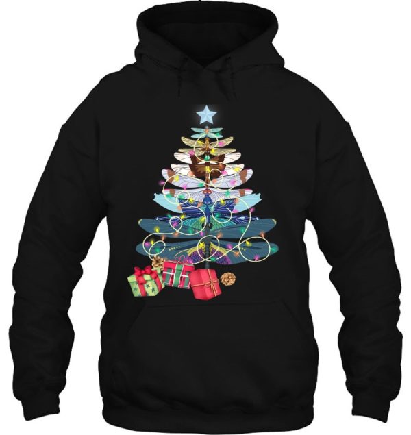 Dragonfly Christmas Tree Vintage Insects Lovers Xmas Lights Hoodie