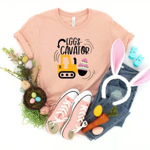 Easter Boy Eggs Excavator Kids Shirt