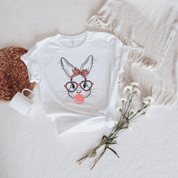 Easter Bunny With Leopard Pink Glasses Shirt