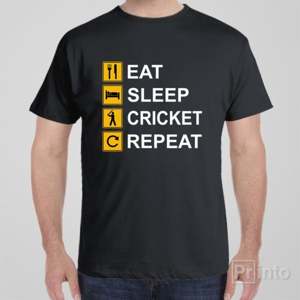 Eat Sleep Cricket Repeat – T-shirt