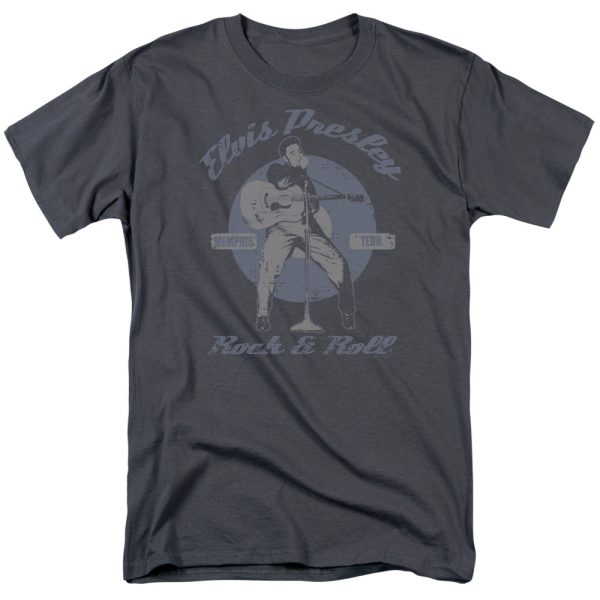 Elvis Presley Rock & Roll Mens T Shirt Charcoal_3375