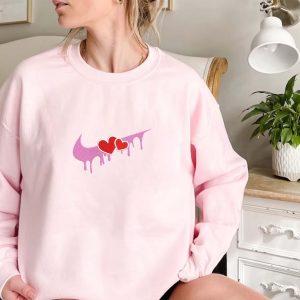 Embroidered Two Heart Nike Swoosh Shirt
