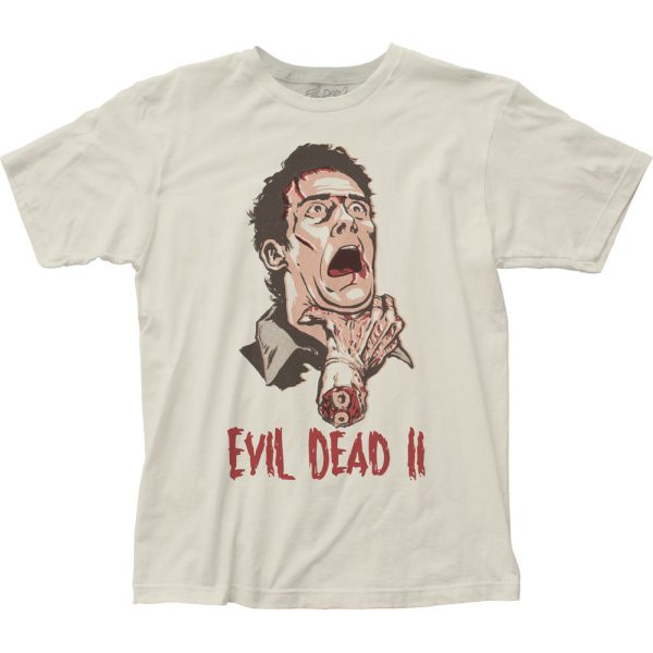Evil Dead 2 Ash Williams Vintage Style Mens T Shirt Vintage White_4858