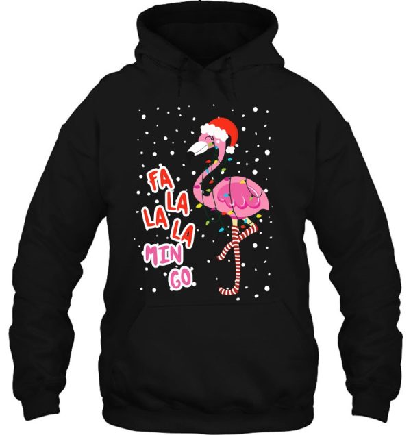 Fa La Mingo Cute Pink Flamingo Santa Hat Merry Christmas Hoodie Shirt