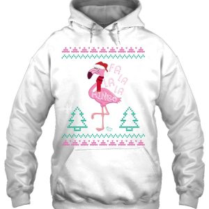 Fa La Mingo Funny Pink Flamingo In Santa Hat Christmas Hoodie Shirt