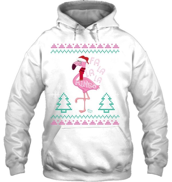 Fa La Mingo Funny Pink Flamingo In Santa Hat Christmas Hoodie Shirt