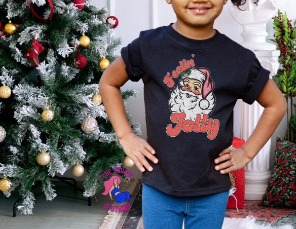 Feelin Jolly Santa Baby Christmas Shirt Kids