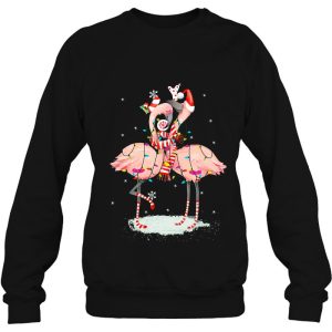 Flamingo Christmas Tree Santa Hat Xmas Light Merry Shirt