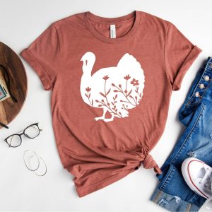 Floral Turkey Fall Thanksgiving Gift Shirt