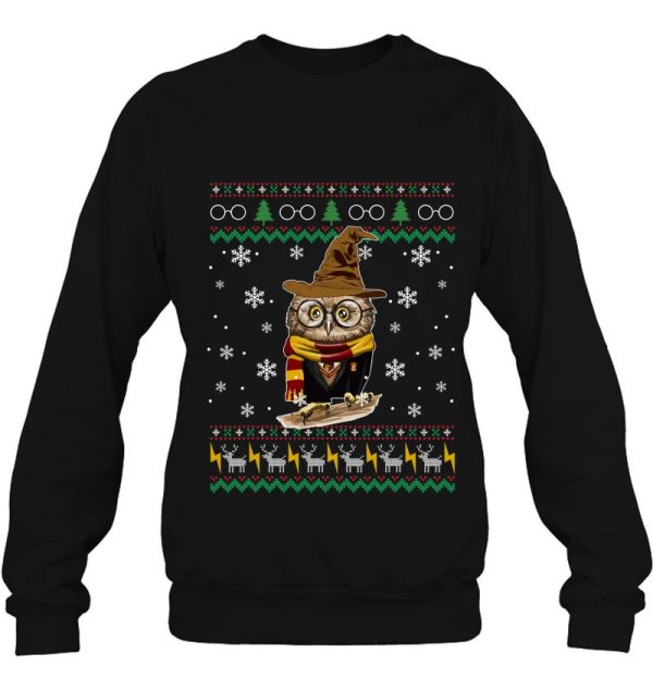 Funny Cute Owl Harry Magical Wizard Potter Ugly Christmas Sweatshirt