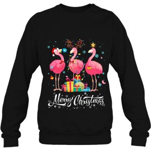 Funny Flamingo Lights Santa Hat Sweater Xmas Tree Christmas Shirt