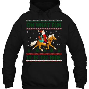 Funny Horse Rider Santa Claus Ugly Christmas Hoodie Gift Xmas