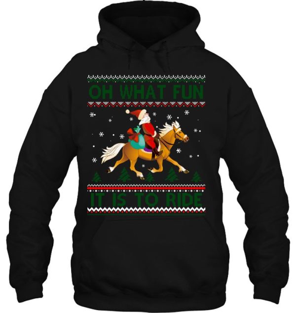 Funny Horse Rider Santa Claus Ugly Christmas Hoodie Gift Xmas