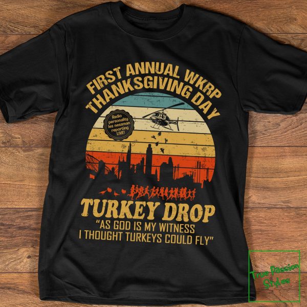 Funny Thanksgiving WKRP Turkey Drop Vintage T-Shirt