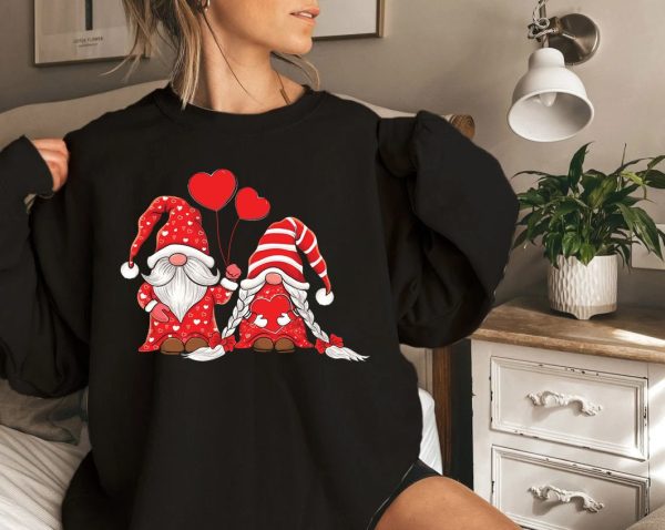 Gnomes Couple Holding Hearts Love Pattern Valentines Valentine Sweatshirt