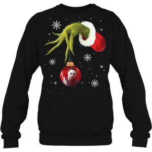 Grinch Hand Holding Michael Myers Christmas Sweatshirt