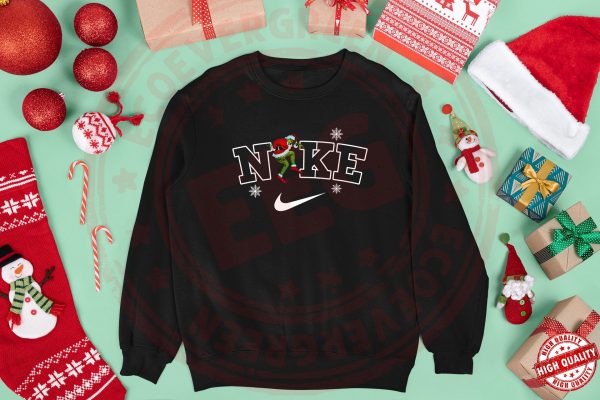 Grinch Nike Funny Christmas Crewneck Sweatshirt