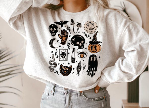 Halloween Doodles Vintage Fall Apparel Witchy Shirt