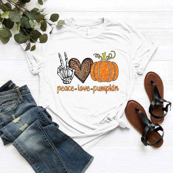 Halloween Peace Love Pumpkin Funny Gifts Shirt