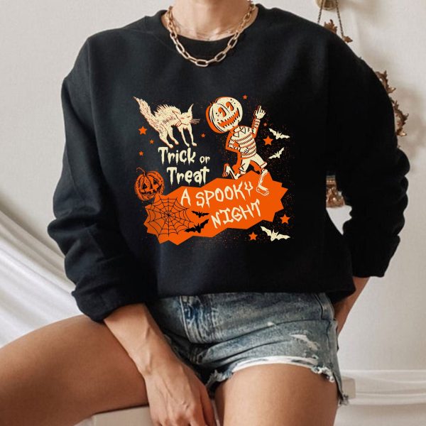 Halloween Trick Or Treat A Spooky Night Funny Pumpkin Shirt