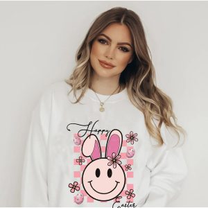 Happy Easter Smiley Bunny Ears Tee