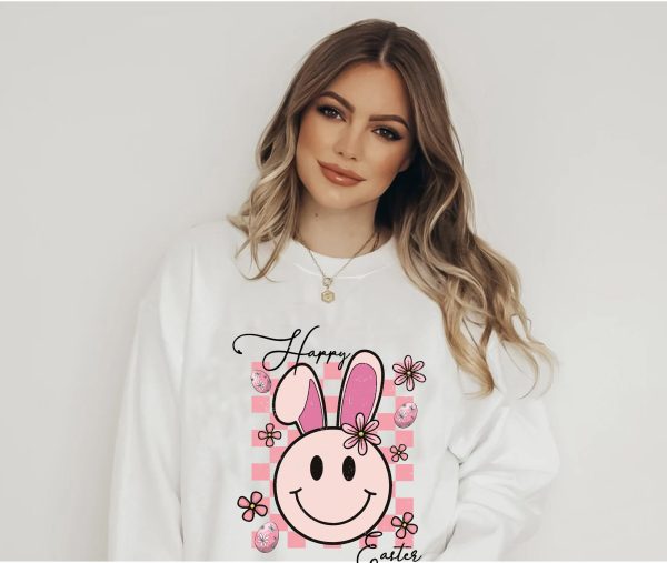 Happy Easter Smiley Bunny Ears Tee