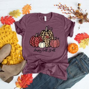 Happy Fall Y’All Thankful Grateful Blessed Shirt