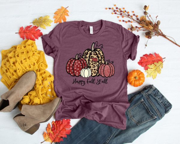 Happy Fall Y’All Thankful Grateful Blessed Shirt